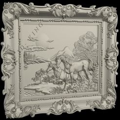 Horses2.jpg STL-Datei Pferde,3D STL Modell,CNC Router Engraver,Artcam,Aspire,CNC Dateien,Holz,Kunst,Wanddekoration,Cnc・3D-druckbares Modell zum Herunterladen