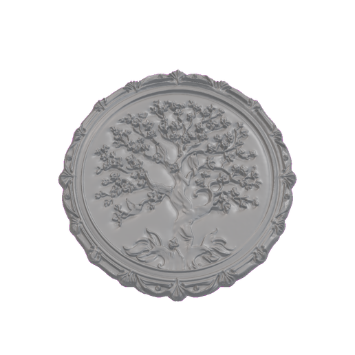 Tree of Life Round Medallion with Birds STL