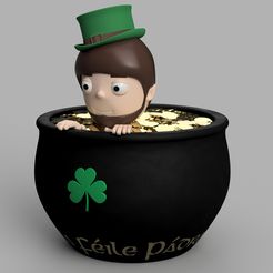 Leprechaun.jpg Archivo 3D Contenedor de Leprechaun y Pot O Gold・Plan imprimible en 3D para descargar