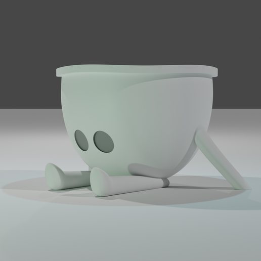 Flower pot with cute face 3D model