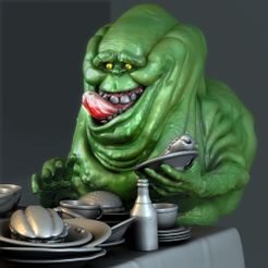 05A.jpg Archivo STL FANTASMA SLIMER/PEGAJOSO COMIENDO EN MESA・Modelo imprimible en 3D para descargar