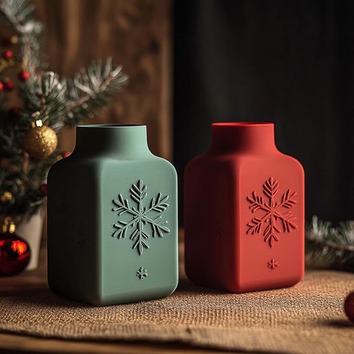 Snowflake.jpg Jarrón con copos de nieve para decoración navideña