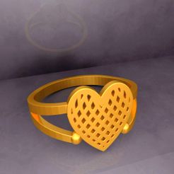Preview-01-KTFRD04 Filigree Heart Geometric Ring design 3D Print by KTkaRaj.jpg STL file KTFRD04 Filigree Heart Geometric Ring 3D design・3D printing design to download