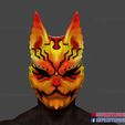 Kitsune_Japanese_Fox_Mask_3dprint_01.jpg Japanese Kitsune Tailed Demon Fox Cosplay Mask 3D Print File