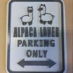 Alpaca parking sign