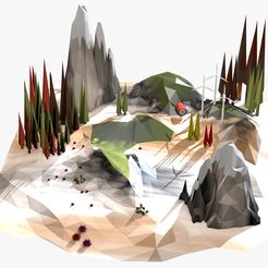 Landscape-Low-Poly1.jpg 3D-Datei Landschaft Low Poly・3D-druckbare Vorlage zum herunterladen