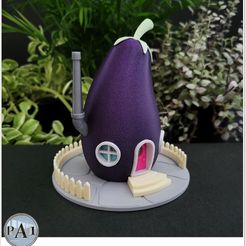 006B.jpg 3D file CUTE FAIRY HOUSE V7 - THE EGGPLANT! No Supports needed!・3D printable model to download