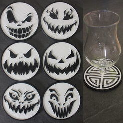 Sans-titre2.png Fichier STL 6 Coaster Halloween Face・Objet pour imprimante 3D à télécharger