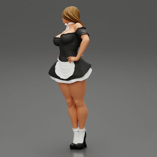 GIRL-05.jpg Fichier 3D Belle femme sexy en tenue de soubrette posant Modèle d'impression 3D・Objet pour imprimante 3D à télécharger, 3DGeshaft
