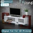 TV-Desk-2.jpg Modern TV Stand & TV Desk - Miniature Dollhouse Furniture. TV Desk 1:12 Scale. Perfect STL File for dollhouse TV Stand
