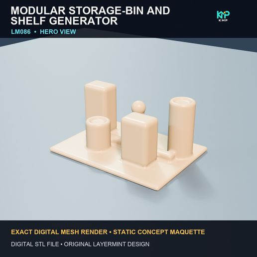 STATIC DECORATIVE STL — Modular storage-bin and shelf generator