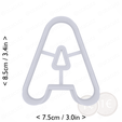 letter_a~3in-cm-inch-top.png Letter A Cookie Cutter 3in / 7.6cm