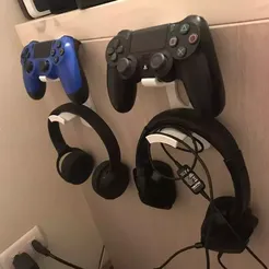 large_display_pics2.webp wall holder for controller and headphones ps4 / soporte control y audifonos ps4