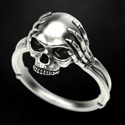 Skull-and-bone-ring-3.jpg Fichier STL Bague tête de mort et os・Design pour imprimante 3D à télécharger