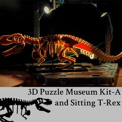 3D Puzzle Museum Kit-A pam and Sitting T-Rex | Descargar archivo STL gratis Puzzle 3D Museo Kit-A y T-Rex sentado・Modelo para la impresora 3D