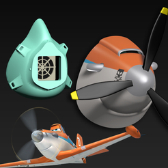 Dusty1.png Fichier STL gratuit COVID-19 Capuchon de masque, édition Dusty Crophopper・Design pour imprimante 3D à télécharger