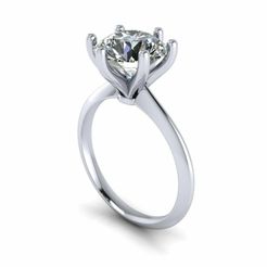 1.jpg Archivo STL Anillo de diamantes solitario de seis puntas R1・Plan de impresión en 3D para descargar