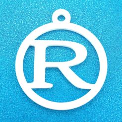 RInitialRoundGiftTag3DPrintPhoto1.jpg STL-Datei R - Initiale Runder Geschenkanhänger Ornament・Design für 3D-Drucker zum herunterladen