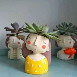 01d0e4f6b4b79e43751c5a3d793b3eb3.jpg Decoration Planter Pot Cute Girl 2 stl for 3D printing 3D model
