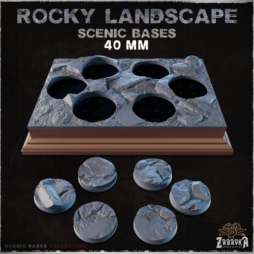 Rocky Landscape - Scenic Bases (40mm Bases)