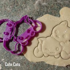 cute cats.JPG Fichier STL Chats mignons Cookie Cutter Chats・Plan imprimable en 3D à télécharger, FatDogCookieCutters