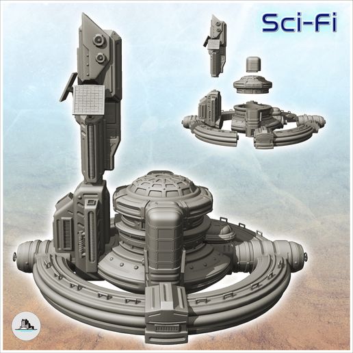 3.jpg Grande base circulaire avec tour et dôme (12) - Future Sci-Fi SF Infinity Terrain Tabletop Scifi