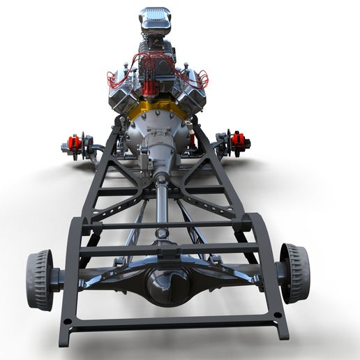 🖼️ HotRod custom frame with engine・ OBJ File for ・Cults