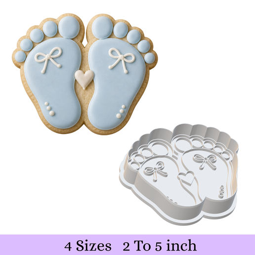 Baby Footprints Cookie Cutter + Stamp – 4 Sizes