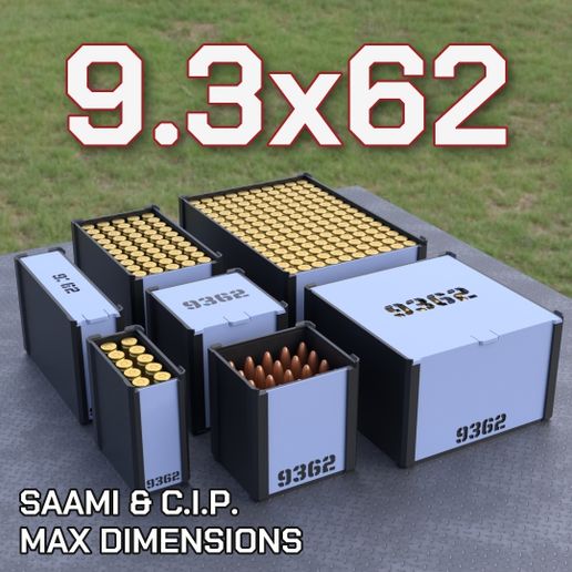 DBOX AMMO BOX 9.3x62 mm Mauser AMMUNITION STORAGE 10/20/25/50/100/150 ROUNDS CRATE ORGANIZER 9.3x62mm