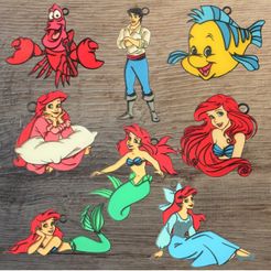 Ariel-ConvertImage.jpg STL-Datei Set of 8 Disney ornaments The Little Mermaid・3D-druckbares Modell zum Herunterladen