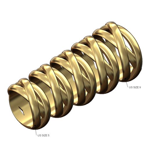 Open work overlapping rings fashion band US sizes 5to9 3D print model 3D model