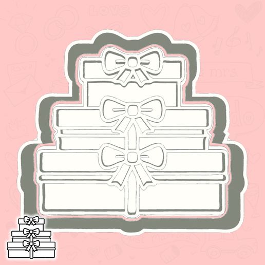 Wedding Day cookie cutters - presents (stack of wedding gifts) (style 1)