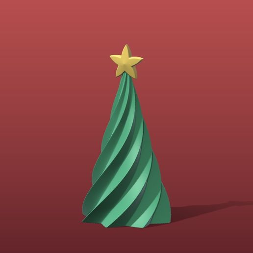 Twisted Christmas Tree with Star Topper – Vase Mode + Hollow LED Version (157 mm)