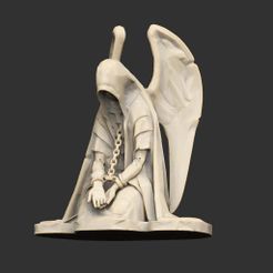 ChainedAngelStatueP.jpg Free STL file Chained Angel Statue Sculpture・3D printing template to download