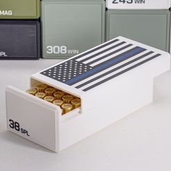 DSC_0513_4_5.jpg STL file Ammo box .38 Special ammunition storage 50 rounds ammo crate .38 S&W Special, .38 Smith & Wesson Special, .38 Spl, .38 Spc・3D printing model to download