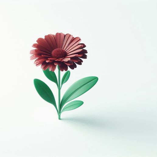 Red Flower Decorative Vase Artistic Bloom Sculpture Design Model