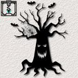 project_20230906_2230006-01.png Halloween Spooky Tree wall art Haunted Forest wall decor with bats