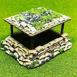 Roofed-3-b.jpg Fichier STL Petit bunker d'observation Style 3 - Echelle 15mm pour FoW・Objet pour imprimante 3D à télécharger