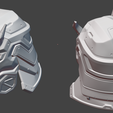 102.png Cyber Samurai - casque cosplay sci-fi - FICHIER NUMÉRIQUE STL POUR IMPRESSION 3D