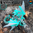 12.png Armored Spike Dragon, Powerful Four Winged Dragon, Flexible, Print In Place, Cinderwing3D