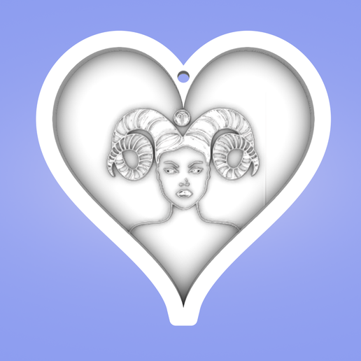 Key pendant, heart, Aries 3D model