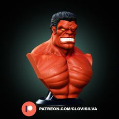 RED_HULK.jpg Archivo STL Busto de Hulk Rojo STL・Modelo de impresora 3D para descargar