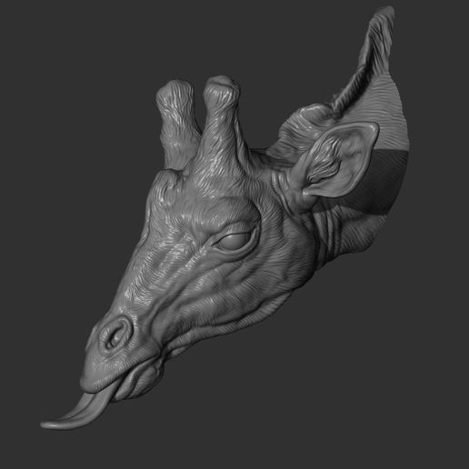Giraffe head with tongue 3D model