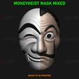 le da ST) aU de) READY TO 3D PRINTING Money Heist Mask - Mixed Version Korea and Spainish