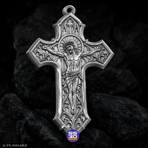 Jesus Crucifix Cross Pendant STL