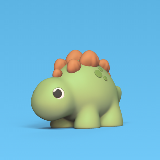 Cod1834-Cute-Stegosaurus-1.png 3D-Datei Niedlicher Stegosaurus・Design für 3D-Drucker zum herunterladen, Usagipan3DStudios