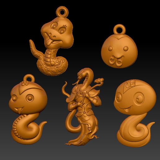 Snake Zodiac Pendant 6 3D model