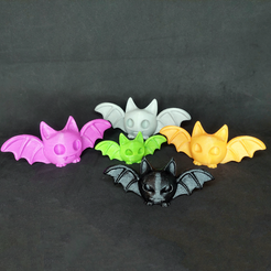 2.png Archivo STL Simpáticos murciélagos de Halloween (3 versiones) llavero posible・Modelo para descargar y imprimir en 3D