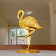 FLAMINGO-SCULPTURE-low-poly-1.png Flamingo low poly statue stl 3d print