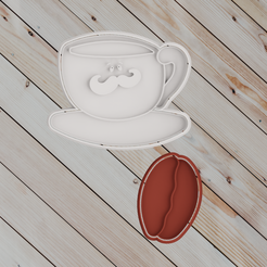 untitled.png STL file COOKIE CUTTER coffee mug and coffee beans・3D printable model to download
